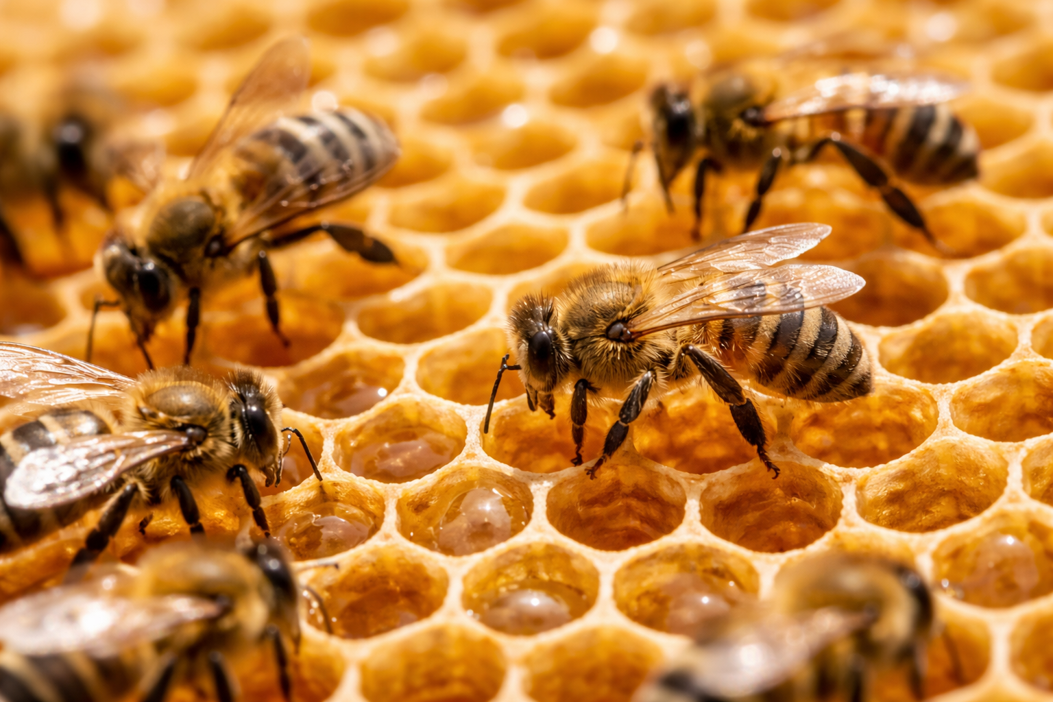 Buzzing on golden honeycomb